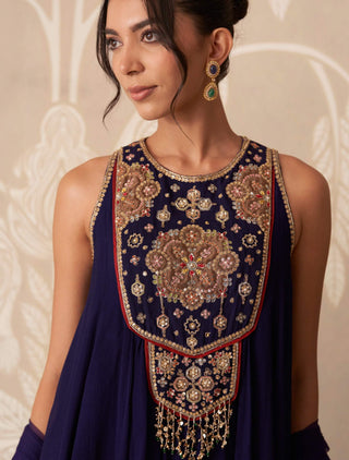 Purple mannat kurti sharara set