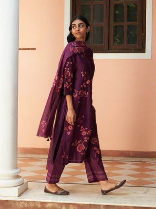 Amethyst floral embroidered kurta set