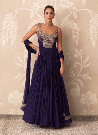 Purple fasana anarkali set