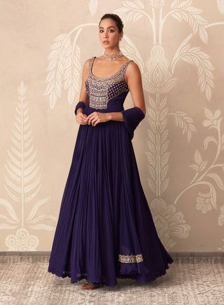 Purple fasana anarkali set