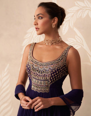 Purple fasana anarkali set