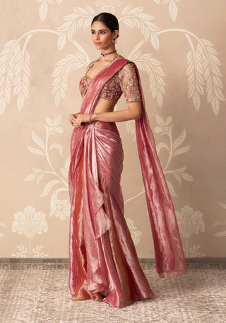 Fuchsia gold bahaar tissue sari with blouse