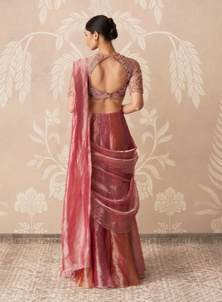 Fuchsia gold bahaar tissue sari with blouse