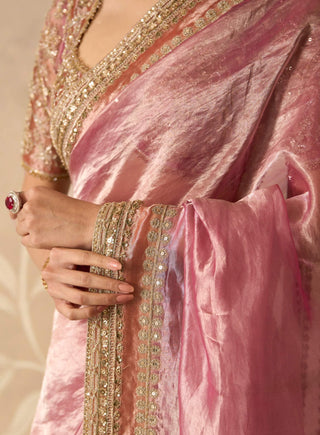 Fuchsia gold nazaakat sari set