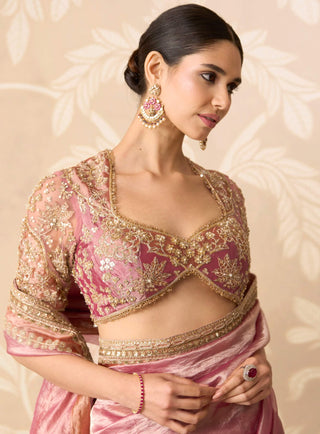 Fuchsia gold nazaakat sari set