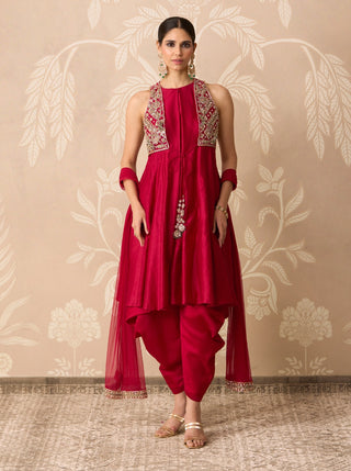 Red raabta kurta salwar set