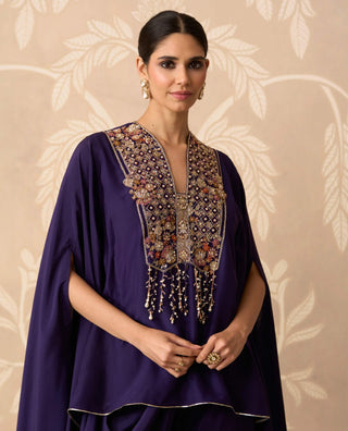 Purple zia silk cape set