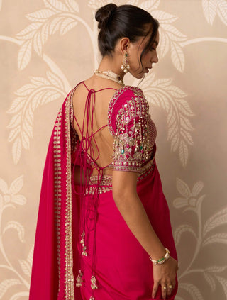 Fuchsia sahiba sari set