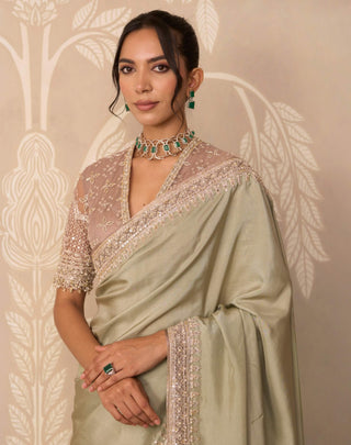 Sage green ziya sari set
