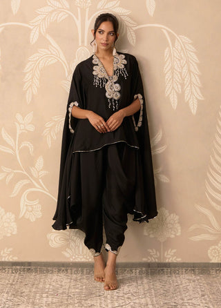 Black siyahi silk cape set