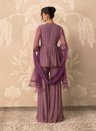 Lilac printed izhaar peplum garara set