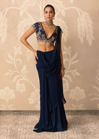 Navy junoon sari with blouse