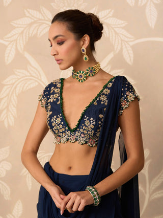 Navy junoon sari with blouse