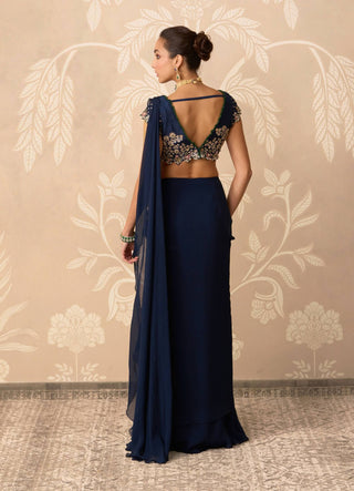 Navy junoon sari with blouse