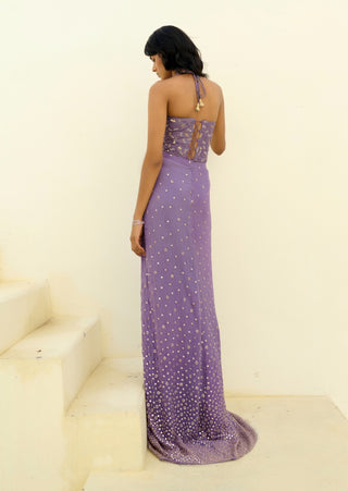 Purple zia slit skirt and corset