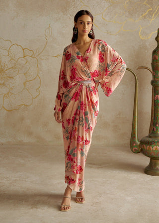 Blush Rose Kaftan Kurta And Pants by Chhavvi Aggarwal available on Indiaspopup.com