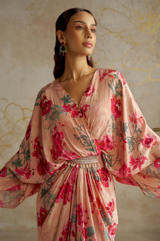 Blush Rose Kaftan Kurta And Pants by Chhavvi Aggarwal available on Indiaspopup.com