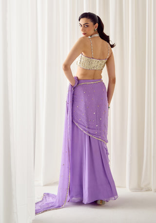 Lavender pre-stitched sari with blouse