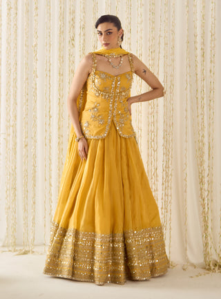 Mustard gold peplum and lehenga set