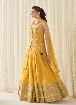 Mustard gold peplum and lehenga set