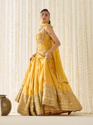 Mustard gold peplum and lehenga set