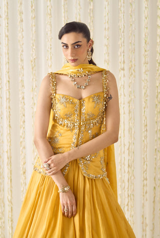 Mustard gold peplum and lehenga set