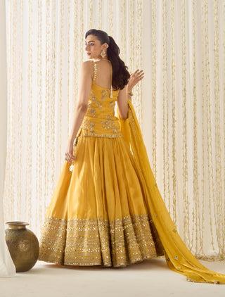 Mustard gold peplum and lehenga set