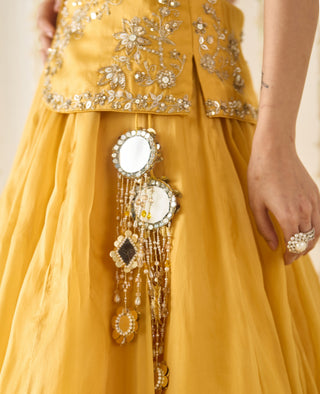 Mustard gold peplum and lehenga set