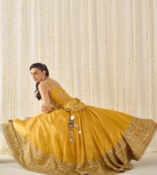 Mustard gold peplum and lehenga set