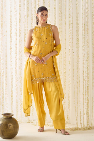 Mustard-yellow farsi salwar suit