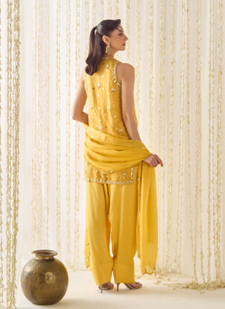 Mustard-yellow farsi salwar suit