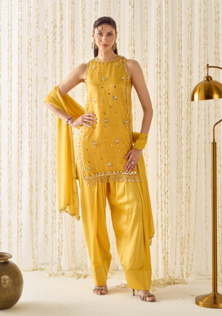 Mustard-yellow farsi salwar suit