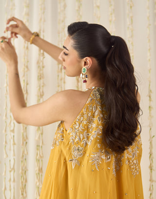 Mustard a-line kurta sharara set