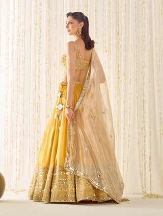 Mustard gold bustier and lehenga set