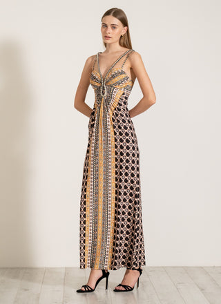 Siera brown corded maxi dress