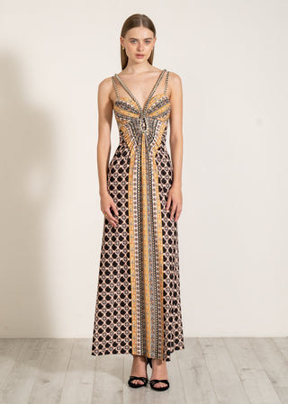 Siera brown corded maxi dress