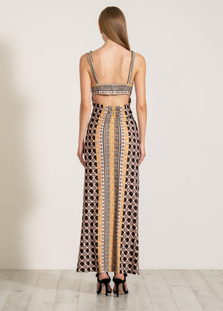 Siera brown corded maxi dress