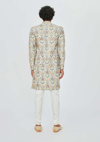 Aisha Rao Men-Parviz Beige Embellished Sherwani And Churidar-INDIASPOPUP.COM