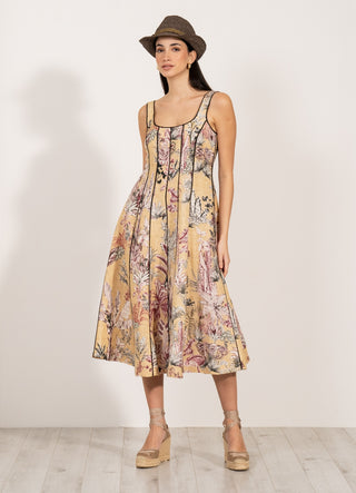 Celine gold panelled midi dress