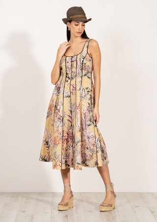 Celine gold panelled midi dress
