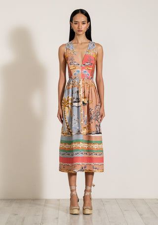 Octavia strip midi dress