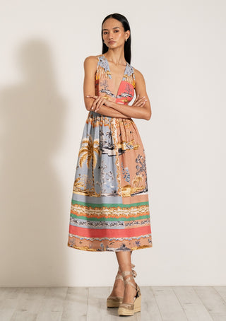 Octavia strip midi dress