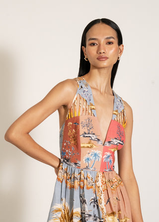 Octavia strip midi dress