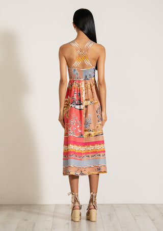 Octavia strip midi dress