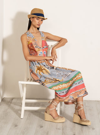 Octavia strip midi dress