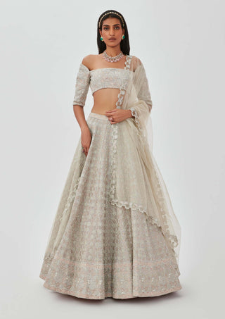 Aisha Rao-Alya Silver Embellished Lehenga Set-INDIASPOPUP.COM