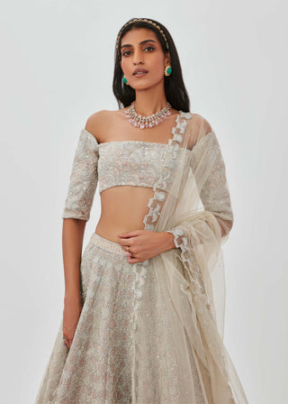 Aisha Rao-Alya Silver Embellished Lehenga Set-INDIASPOPUP.COM