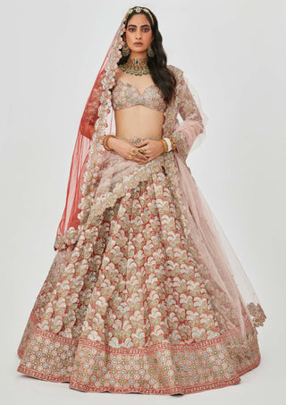 Aisha Rao-Tara Rust Bridal Embellished Lehenga Set-INDIASPOPUP.COM