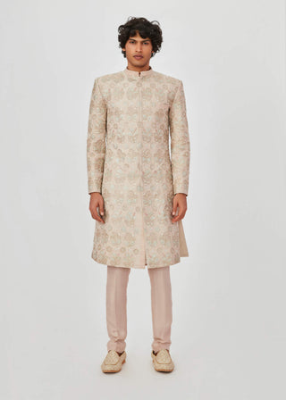 Aisha Rao Men-Zohar Ivory Embellished Sherwani Set-INDIASPOPUP.COM