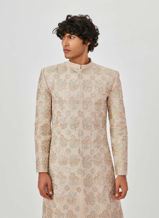 Aisha Rao Men-Zohar Ivory Embellished Sherwani Set-INDIASPOPUP.COM